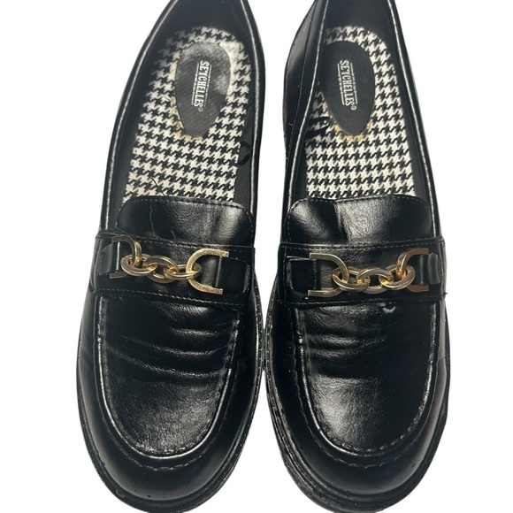 Seychelles Betty Black Leather Chain Detail Loafers Sz 11 - Picture 1 of 14